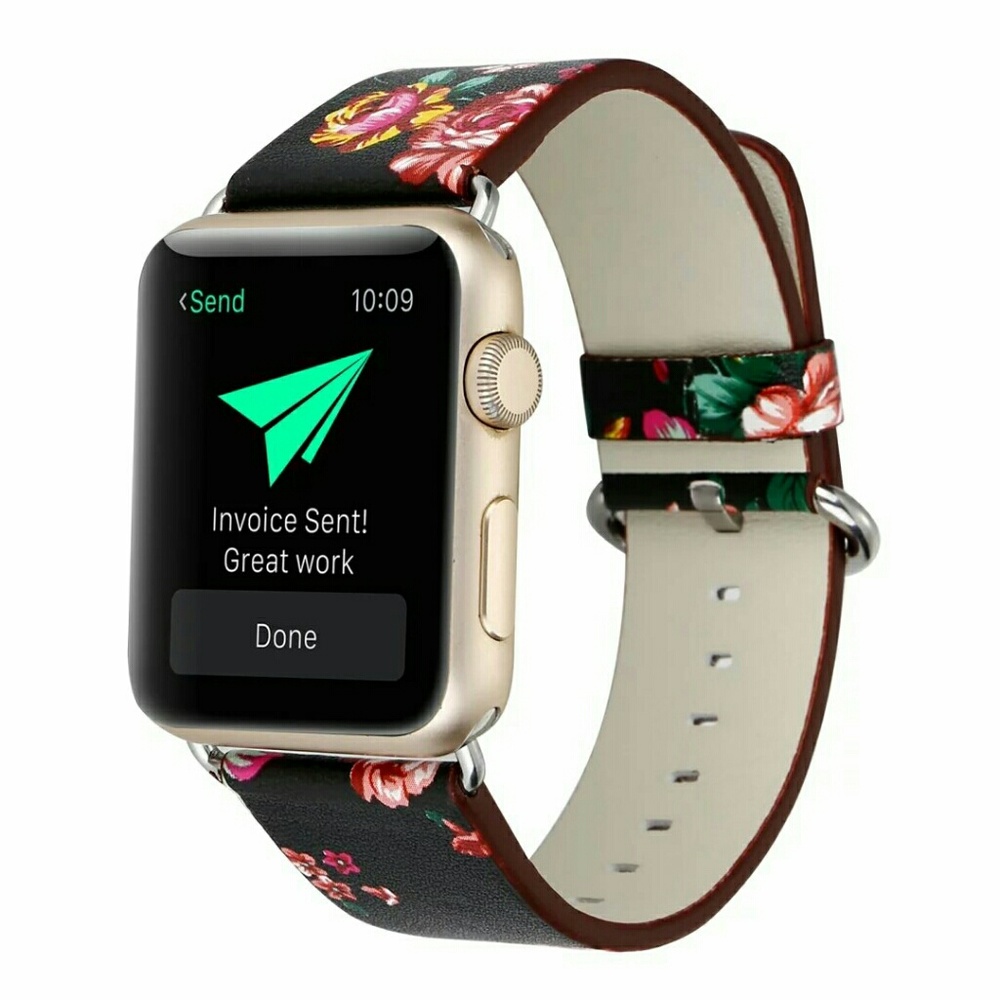 Black Floral Apple Watch Band